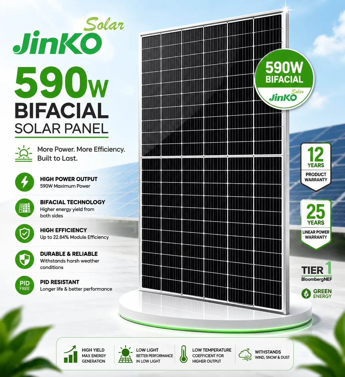 Jinko 590W Bifacial Solar Panel