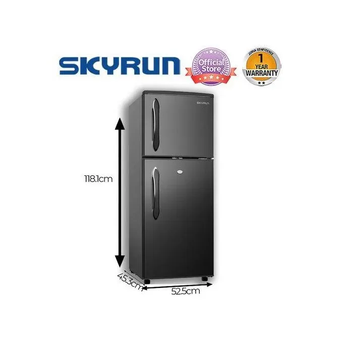 Skyrun 118 Litres Double Door Top Mount Fridge -BCD-118HC - Black